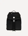 Moncler Black Leather-trimmed Backpack With Multiple Zip Pockets In Black