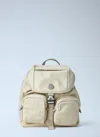 Moncler Trick Buckle Logo Backpack In Sand
