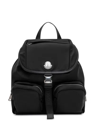 Moncler New Trick Backpack With Flap And Front Pockets In Black