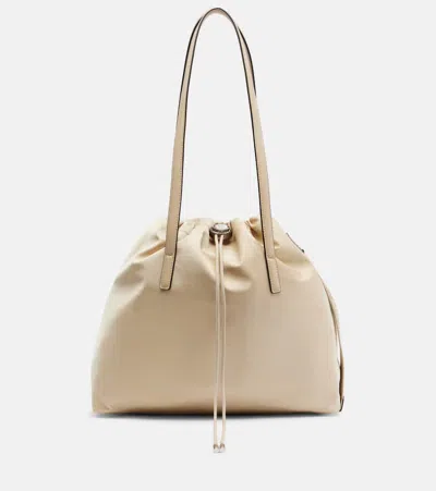 Moncler New Trick Leather-trimmed Tote Bag In Sand