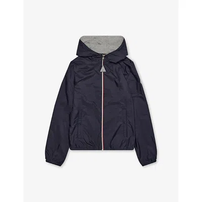 Moncler Kids' Navy New Urville Hooded Woven Rain Jacket  4-
