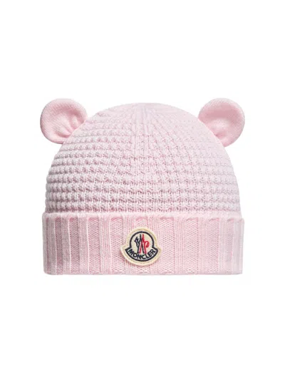 Moncler Babies' Newborn's Beanie In Wool In Pink