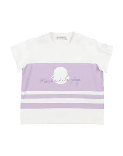 Moncler Babies'  Newborn Girl T-shirt Lilac Size 3 Cotton, Elastane In White