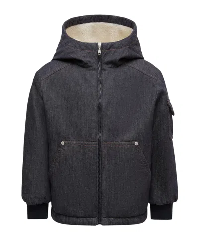 Moncler Nicolau Denim Hooded Down Jacket In Black
