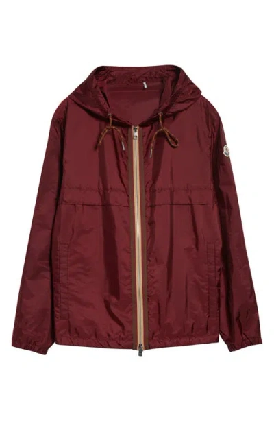 Moncler Hooded Jacket With Adjustable Hood For Men In Burgundy