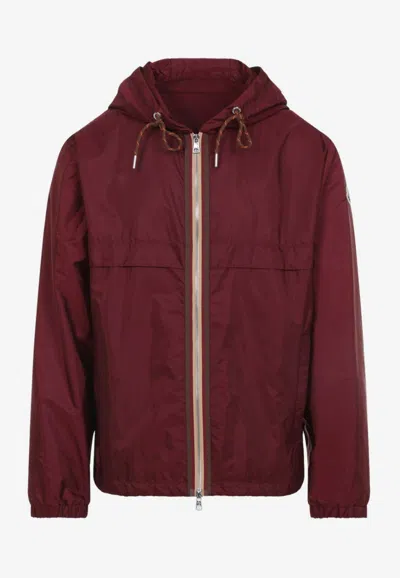 Moncler Hooded Jacket With Adjustable Hood For Men In Burgundy