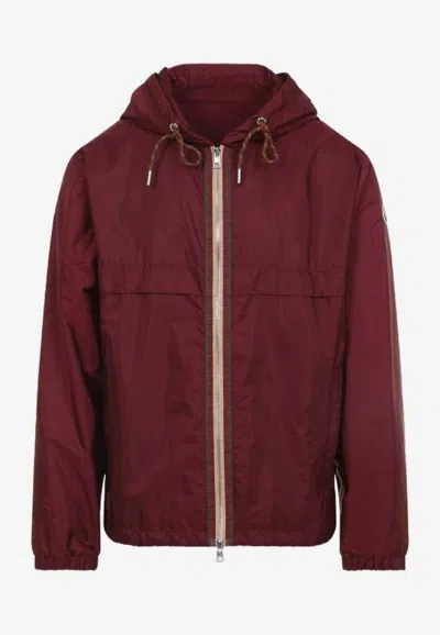 Moncler Nidge Nylon Hooded Casual Jacket In Burgundy