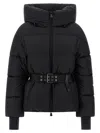 Moncler Belted Hooded Jacket In Black