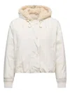 Moncler Nisiro Teddy-trimmed Hooded Short Down Jacket In White