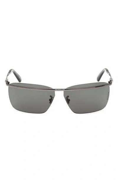 Moncler Niveler 67mm Oversize Rectangular Sunglasses In Gray