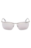 Moncler Niveler 67mm Oversize Rectangular Sunglasses In Silver Brown/brown