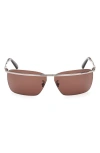 Moncler Niveler 67mm Oversize Rectangular Sunglasses In Silver/green