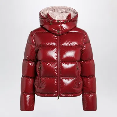 Moncler Niveole Cropped Down Jacket In Glossy Nylon Red