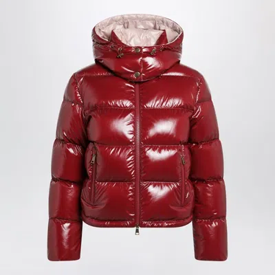 Moncler Niveole Cropped Down Jacket In Glossy Nylon Red In Burgundy