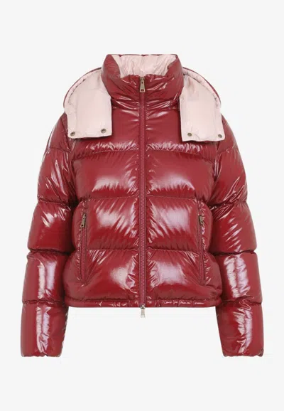 Moncler Niveole Cropped Puffer Jacket In Red