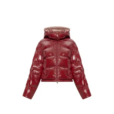 Moncler Niveole Hooded Puffer Jacket In Red