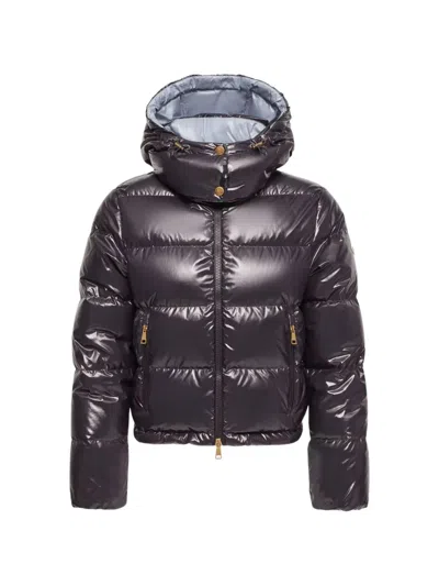 Moncler Niveole Short Down Jacket Hood Drawstring In Burgundy