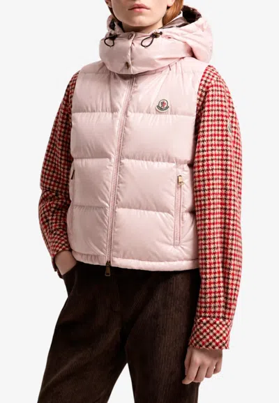 Moncler Niverolle Short Down Vest In Pink