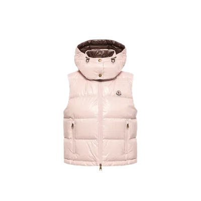 MONCLER MONCLER NIVEROLLE SHORT DOWN GILET, WOMEN, PINK, SIZE: 0