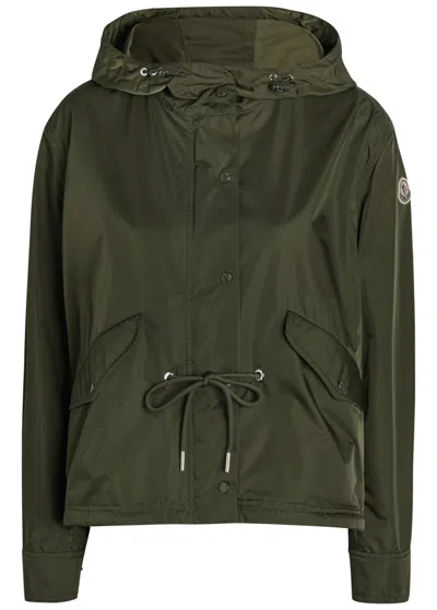 Moncler Noizay Hooded Shell Parka Jacket In Green