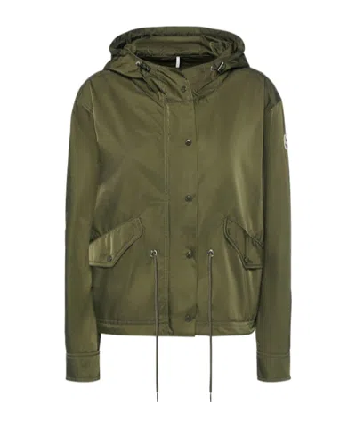 Moncler Noizay Short Tech Parka In Green