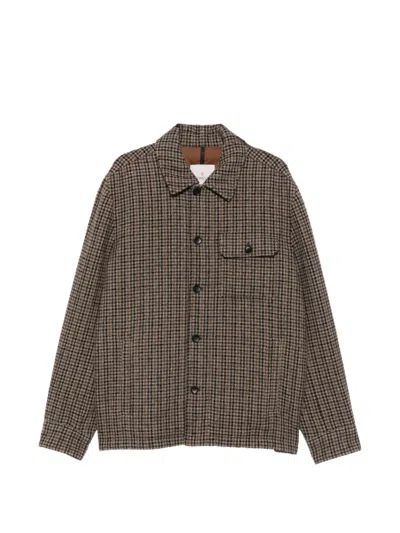 Moncler Norfol Checked Padded Jacket In Brown