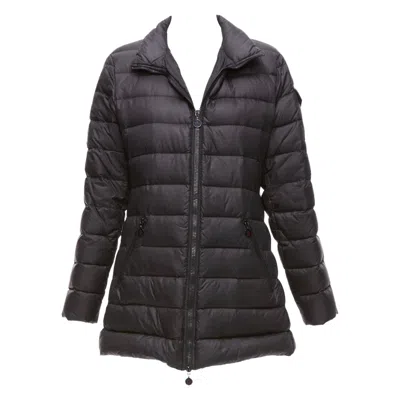 Pre-owned Moncler Norme Afnor Black Quilted Puffer Zip Front A Line Coat Sz3 L