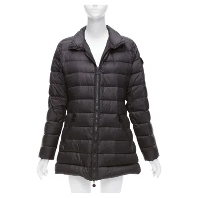 Pre-owned Moncler Norme Afnor Black Quilted Puffer Zip Front A Line Coat Sz3 L