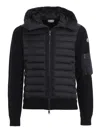 Moncler Wool Blend Tricot Down Jacket In Blue