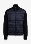 Moncler Padded Down Jacket In A Wool Blend In Blue
