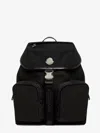 Moncler Nylon Backpack With Leather Inserts In Black