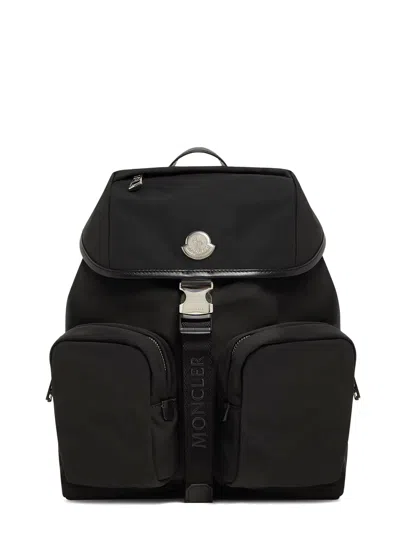 MONCLER NYLON BACKPACK WITH LEATHER INSERTS