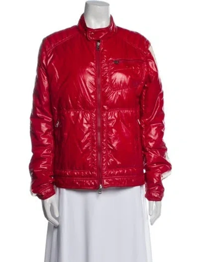 Pre-owned Moncler Nylon Biker Jacket In Red