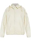 Moncler White Down Jacket With Logo Patch On The Sleeve In Tech Fabric Man