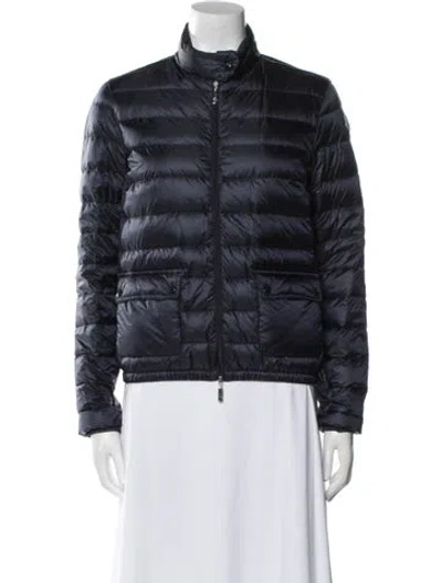 Pre-owned Moncler Nylon Bomber Jacket In Blue