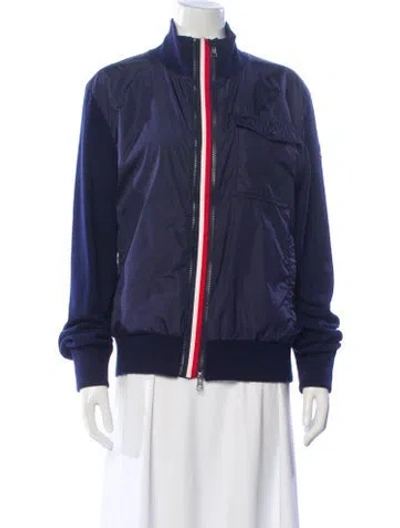 Pre-owned Moncler Nylon Bomber Jacket In Blue