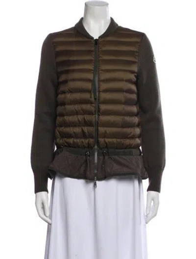 Pre-owned Moncler Nylon Bomber Jacket In Brown
