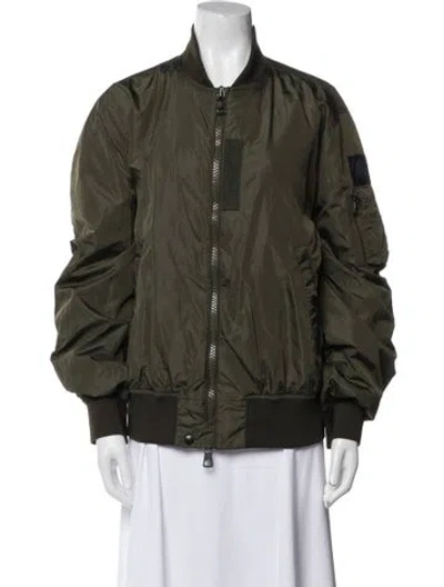 Pre-owned Moncler Nylon Bomber Jacket In Green