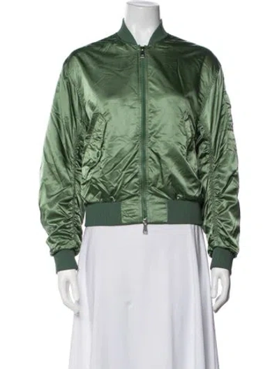 Pre-owned Moncler Nylon Bomber Jacket In Green