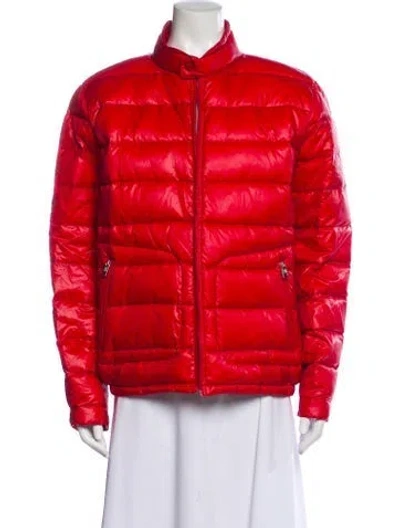 Pre-owned Moncler Nylon Bomber Jacket In Red