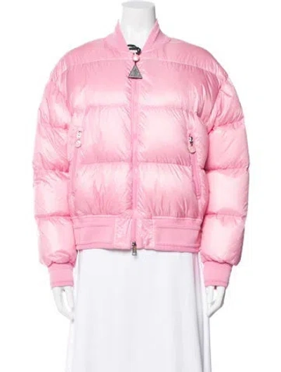 Pre-owned Moncler Nylon Bomber Jacket W/ Tags In Pink