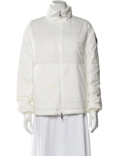 Pre-owned Moncler Nylon Bomber Jacket In White