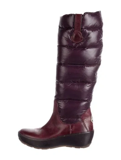 Pre-owned Moncler Nylon Boots In Purple