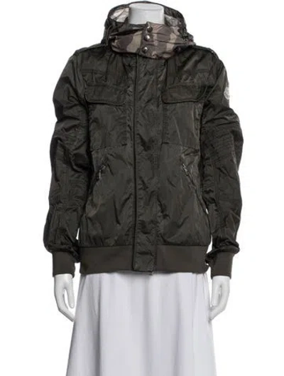 Pre-owned Moncler Nylon Camouflage Print Down Jacket In Green