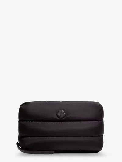 Moncler Nylon Caradoc Beauty Case With Metal Logo In Black
