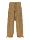 Moncler Nylon Cargo Pants With Drawstring In Beige