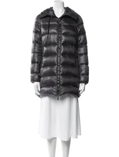 Pre-owned Moncler Nylon Coat In Gray