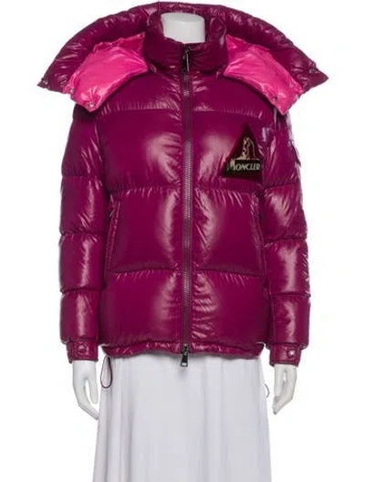 Pre-owned Moncler Nylon Coat In Pink