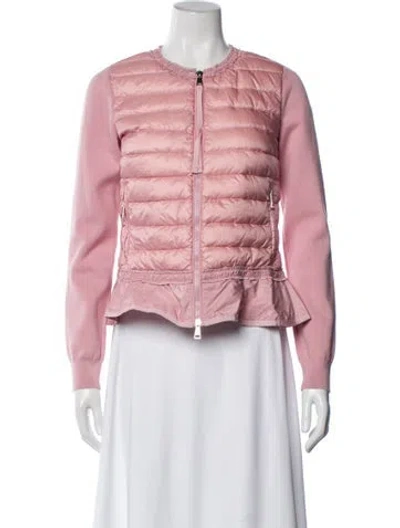 Pre-owned Moncler Nylon Coat In Pink