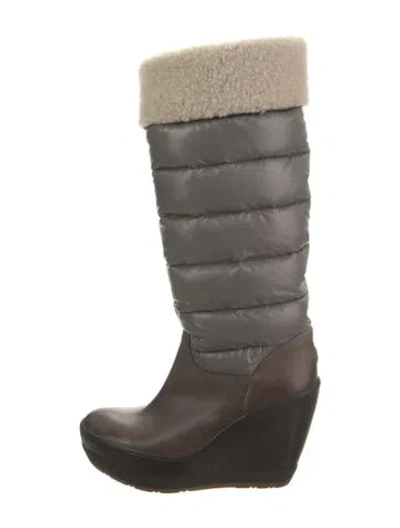 Pre-owned Moncler Nylon Colorblock Pattern Boots In Gray
